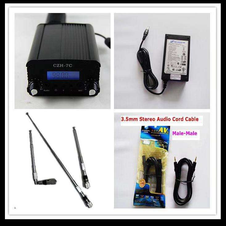 CZH CZE-7C FM 7W Transmitter Mini Radio Stereo Station PLL LCD with Antenna Kit