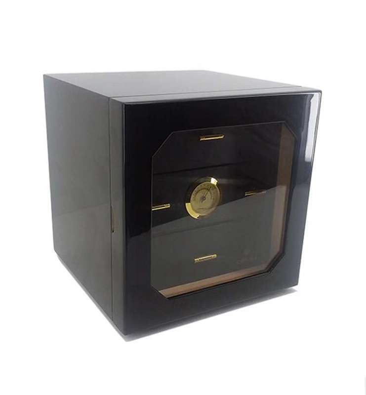 COHIBA luxury cedar large capacity black high gloss finish cigar cabinet humidor storage box with 3