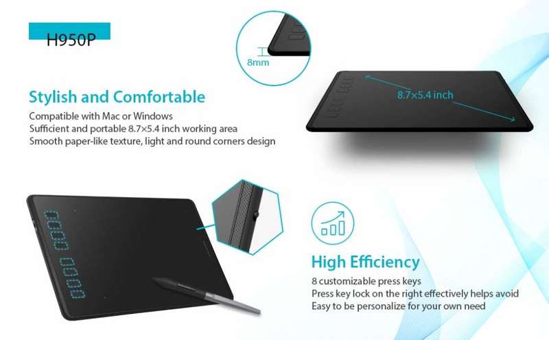 Huion Inspiroy H950P Graphics Drawing Tablet  authentic guarantee