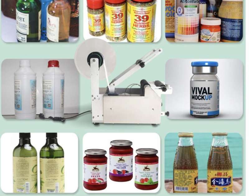Automatic labeling machine for round bottles