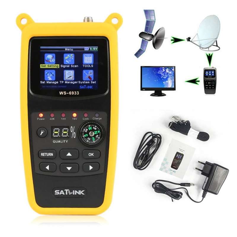 Satlink WS-6933 DVB-S2 FTA Digital Satellite Finder Meter LCD Flashlight