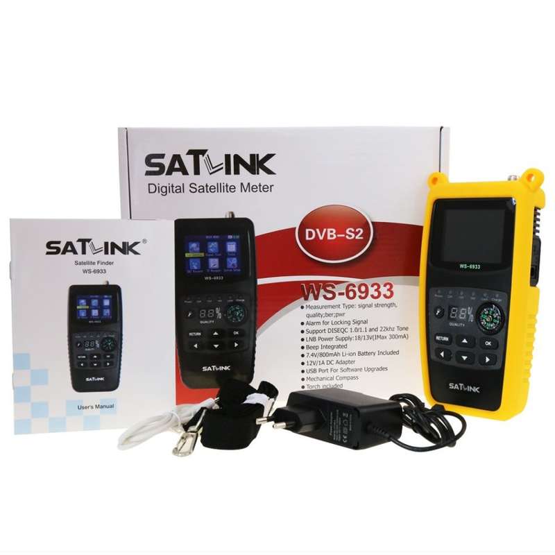 Satlink WS-6933 DVB-S2 FTA Digital Satellite Finder Meter LCD Flashlight
