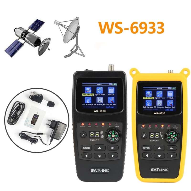 Satlink WS-6933 DVB-S2 FTA Digital Satellite Finder Meter LCD Flashlight