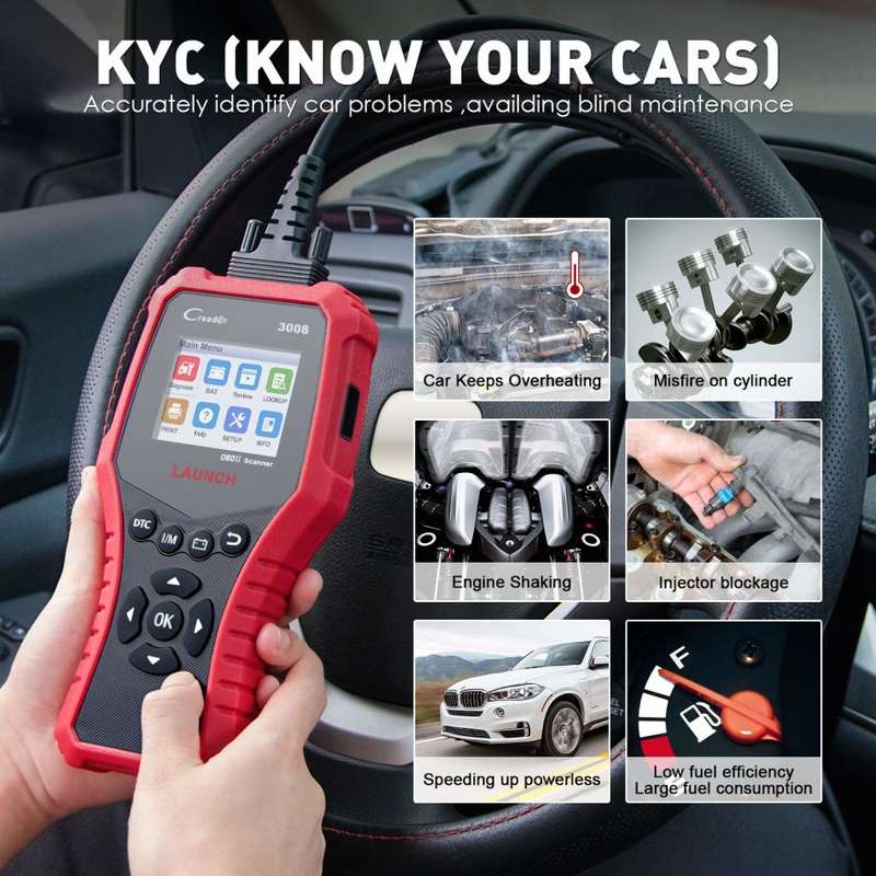 LAUNCH Creader 3008 OBD2 Scanner Automotive Car Diagnostic Tool Support Full OBD2 Function with Batt