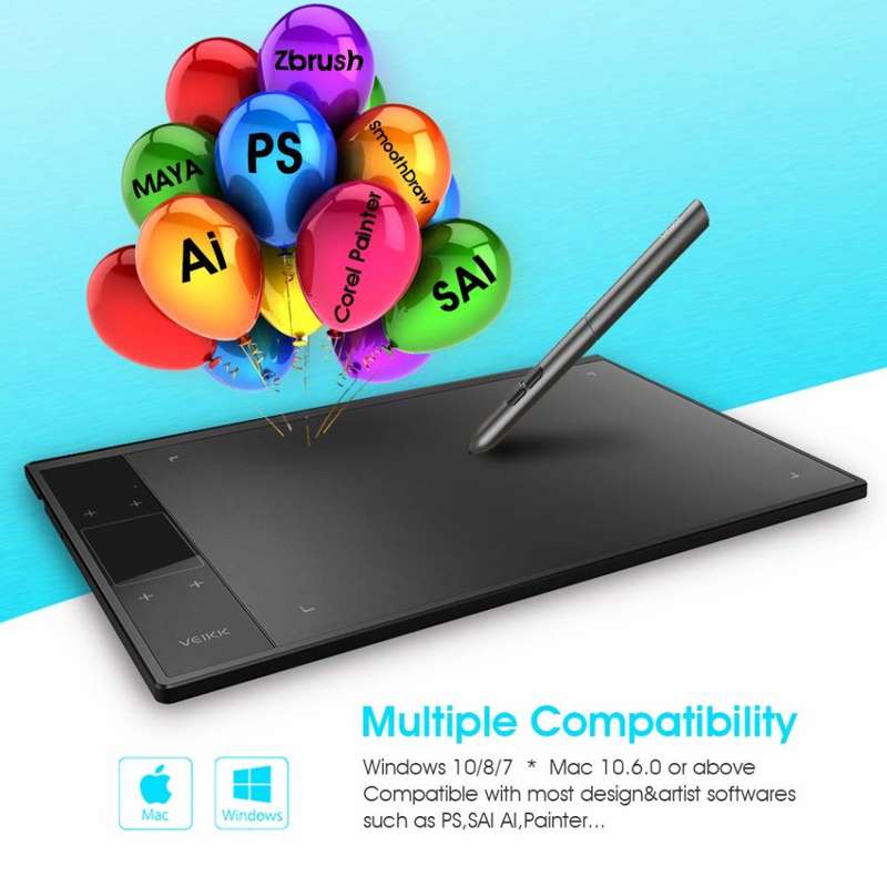 VEIKK A30 Graphics Drawing Tablet with 8192 Levels Battery-Free Pen - 10" x 6" Active Area