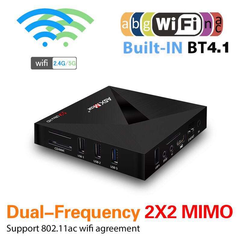 A5X MAX PLUS RK3328 4GB RAM 32GB ROM Android 7.1 5.0G WIFI 1000M LAN Bluetooth HDR 10 USB 3.0 Box -
