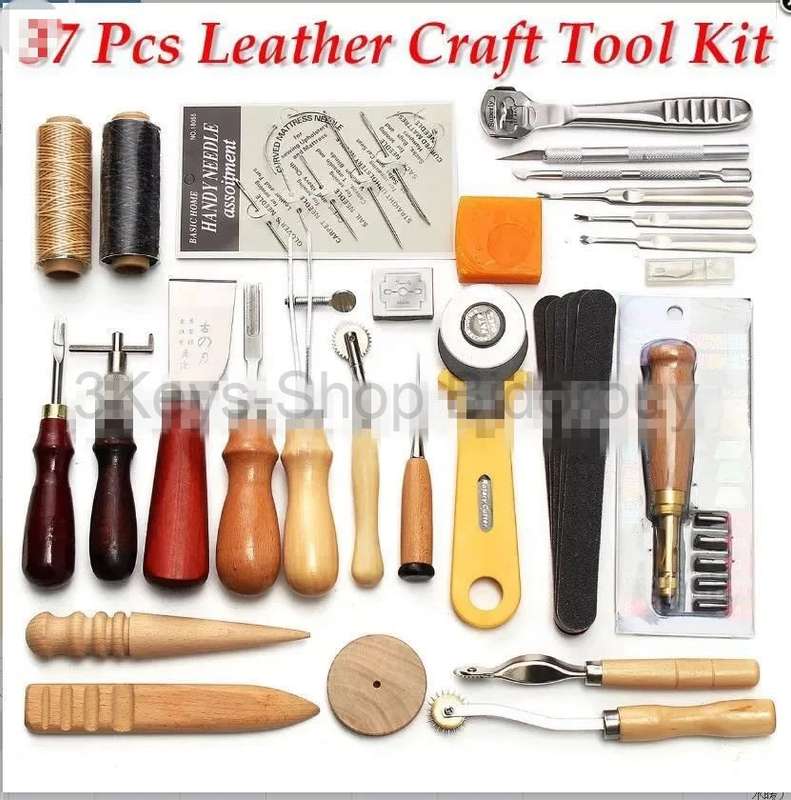 Leather Carft Tool Kit 37 pcs Stitching Engraving Handmade Leather Craft DIY Tools