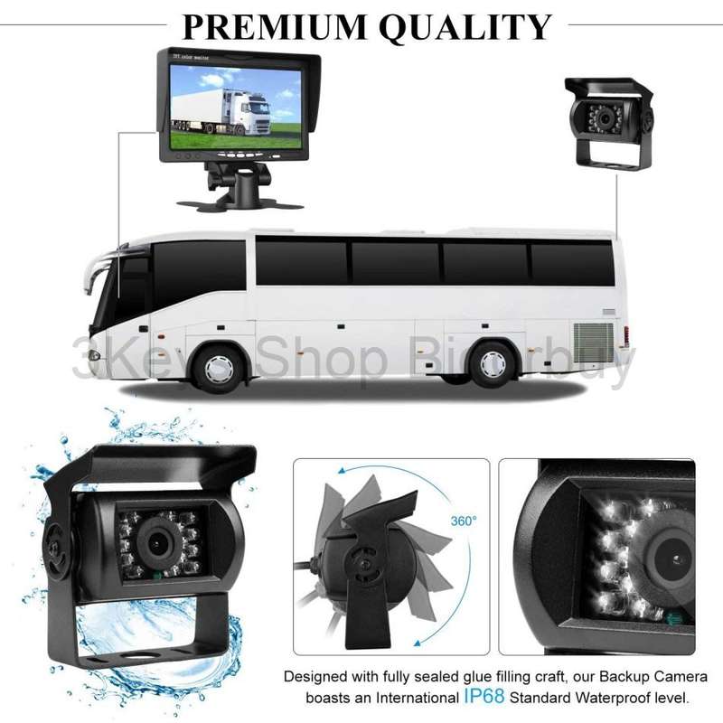 Wireless Backup Camera Monitor Kit - 7 inch HD LCD TFT Monitor + Built-in Wireless Antenna 12V 24V B