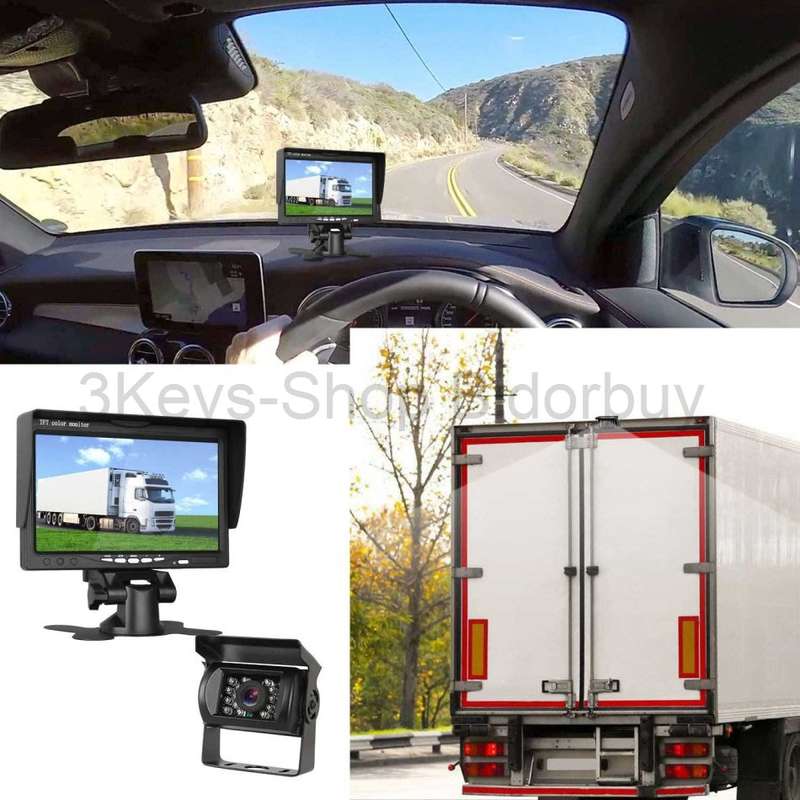 Wireless Backup Camera Monitor Kit - 7 inch HD LCD TFT Monitor + Built-in Wireless Antenna 12V 24V B