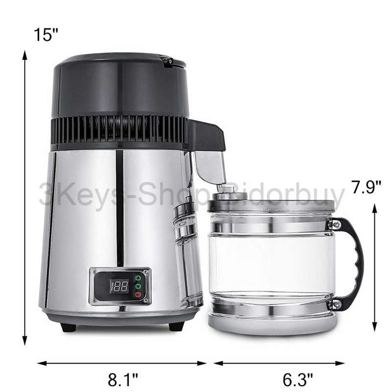 Pure Water Distiller 4L Countertop Water Distiller 750W Stainless Steel Water Distillation Purifier