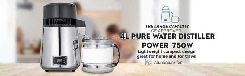 Pure Water Distiller 4L Countertop Water Distiller 750W Stainless Steel Water Distillation Purifier