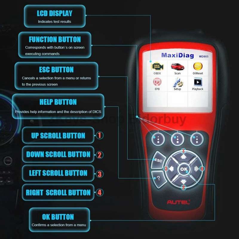 Autel Scanner MD802 Maxidiag Elite Full System Diagnoses for ABS, SRS, Engine, Transmission ,EPB, Oi