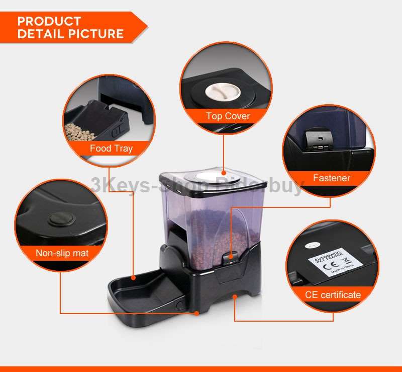 StarsDeals 10L Automatic Pet Food Feeder  LCD Display Programmable Portion