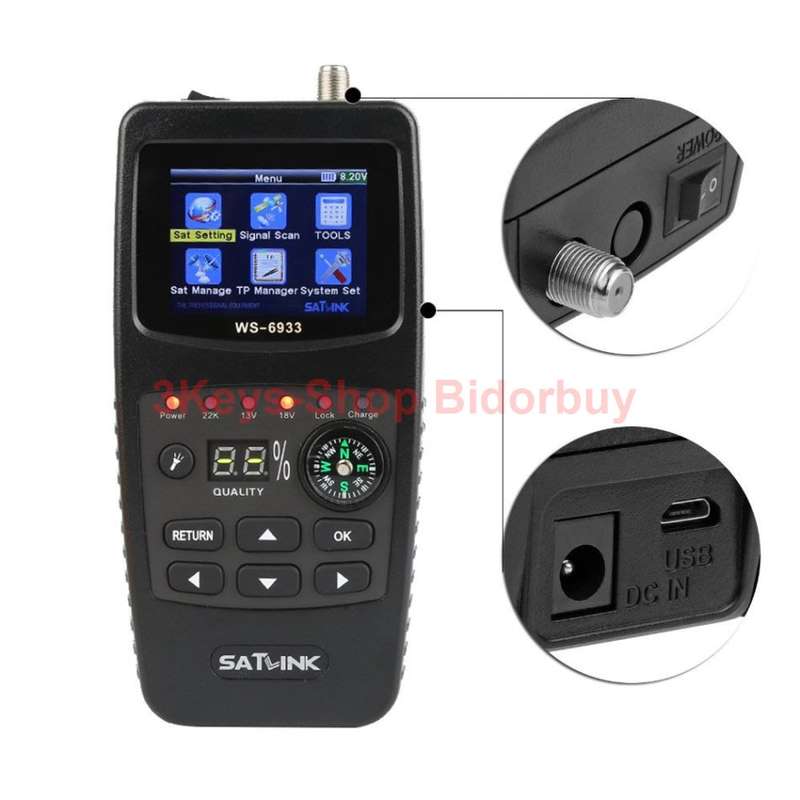 Satlink WS-6933 DVB-S2 FTA Digital Satellite Finder Meter LCD Flashlight