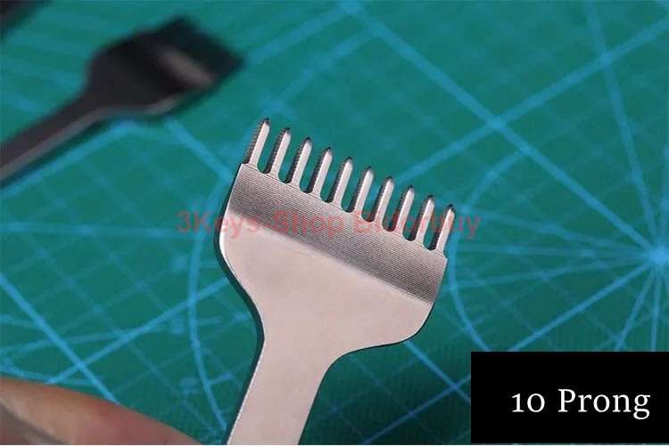 White Steel 3mm 1/2/4/6/10 Prong DIY Diamond Lacing Stitching Chisel Set Leather Craft Kits