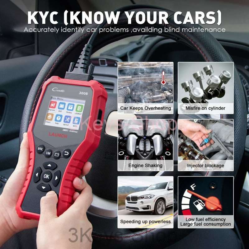 LAUNCH Creader 3008 OBD2 Scanner Automotive Car Diagnostic Tool Support Full OBD2 Function with Batt