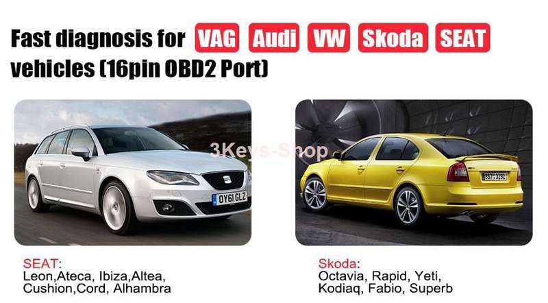 ANCEL VD500 OBD II Diagnostic Scanner for Volkswagen VW Audi Skoda Seat Check Engine Light EPB ABS S