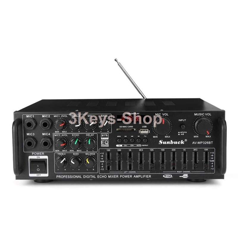 Sunbuck 220V/12V Bluetooth Stereo Amplifier supports USB disk / SD card, car home amplifier