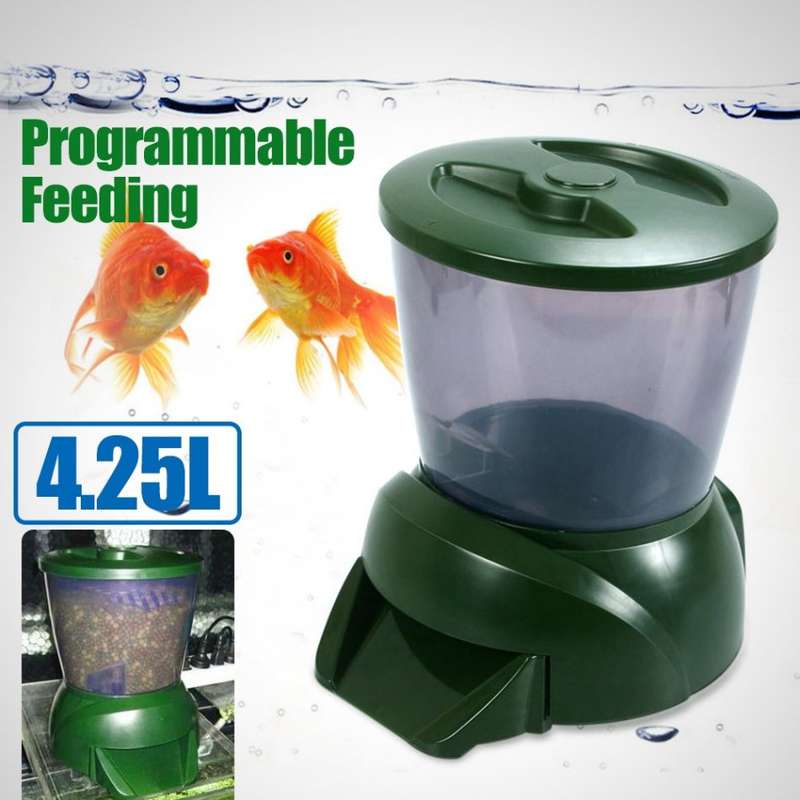 Automatic Fish Feeder, 4.25LAquarium Fish Pond Feeder for Fish Food Timer, Adjustable Fish Tank Tur