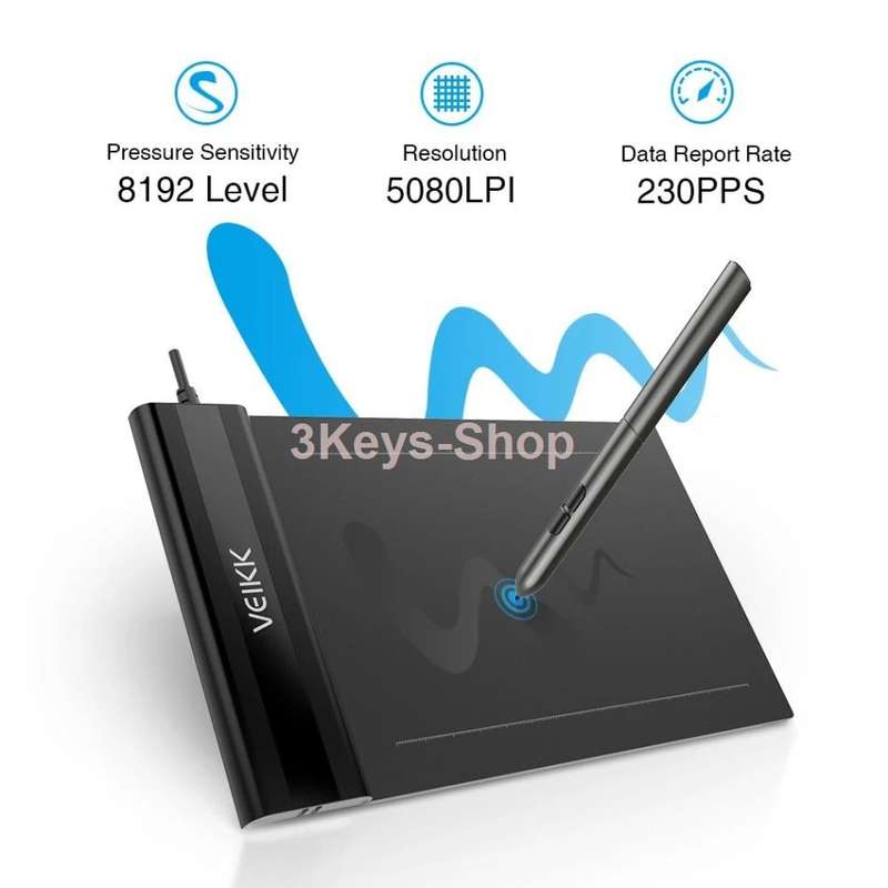 VEIKK S640 6x4 Digital Drawing Pen Tablet with Battery-free Pen (8192 Levels Pressure)