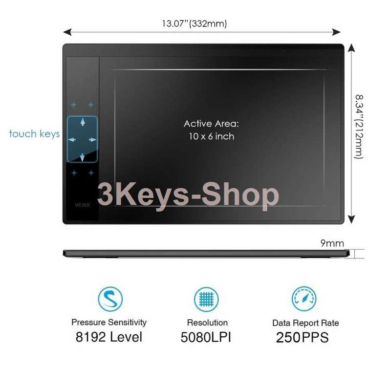 VEIKK A30 Graphics Drawing Tablet with 8192 Levels Battery-Free Pen - 10" x 6" Active Area