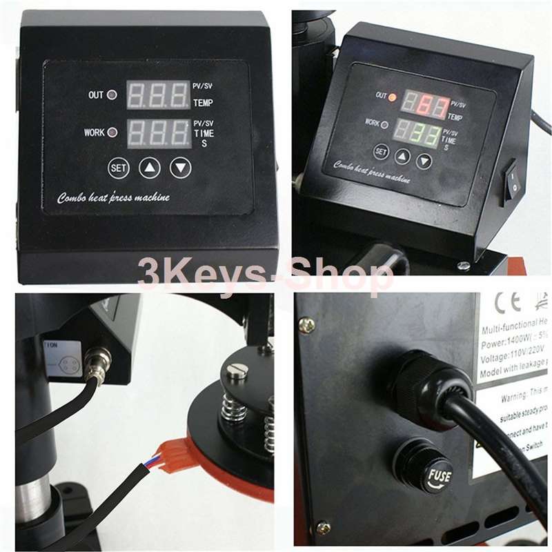 F2C Pro 6 in 1 Combo Heat Press Machine T-shirt Hat Cap Mug Plate Digital Transfer Sublimation Machi