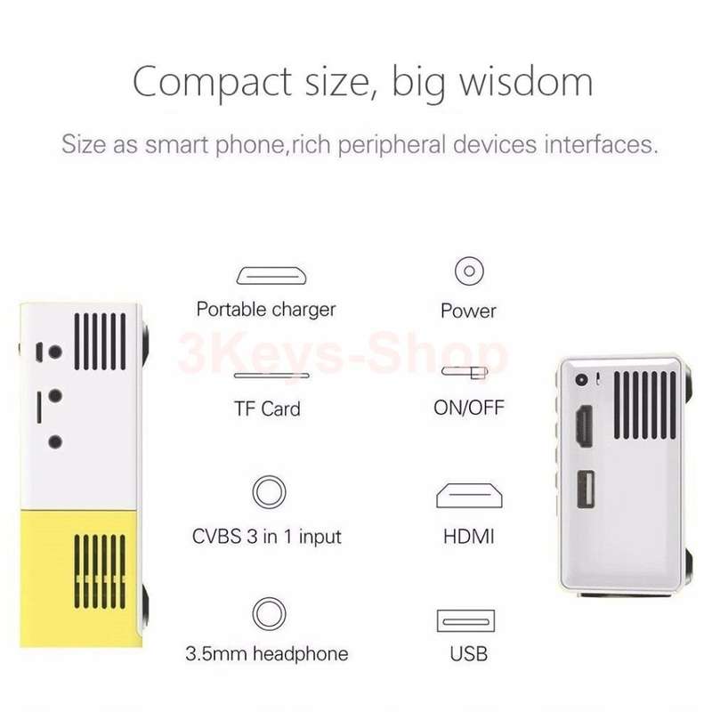Mini Projector, Portable Pico Full Color LED LCD Video Projector for Children Present, Vi