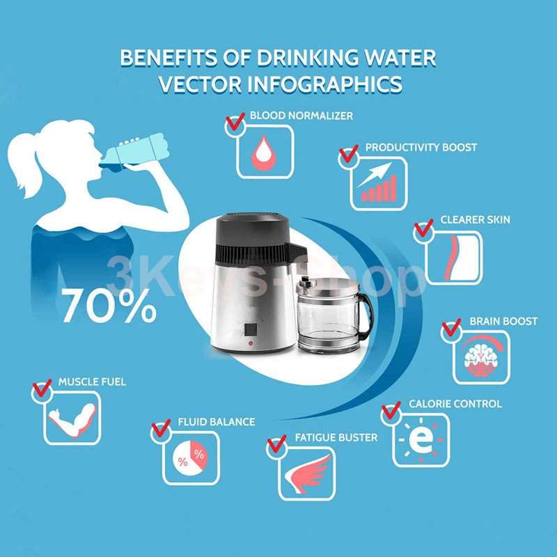 Pure Water Purifier Distiller Filter Purification Distillation with Glass Co
