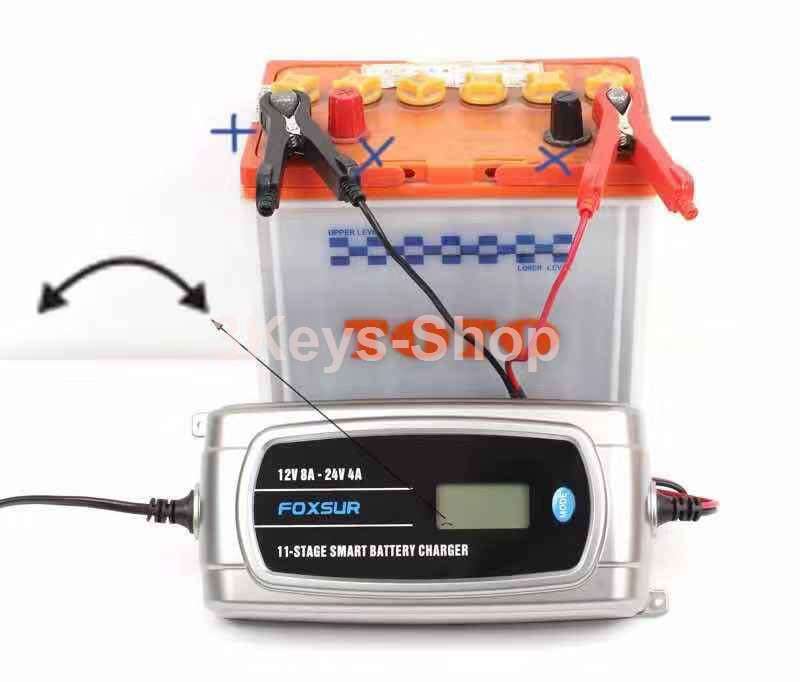 FOXSUR 12V 24V Waterproof Truck Car Battery Charger, EFB GEL WET AGM Battery Charger with LCD Displa