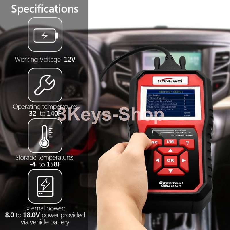 KONNWEI KW850 Professional OBD2 Scanner Auto Code Reader Diagnostic Check Engine Light Scan Tool for