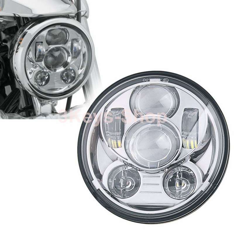 5.75 Inch Projector LED Headlight for Harley Davidson Motorcycles Headlamp 45W Chrome