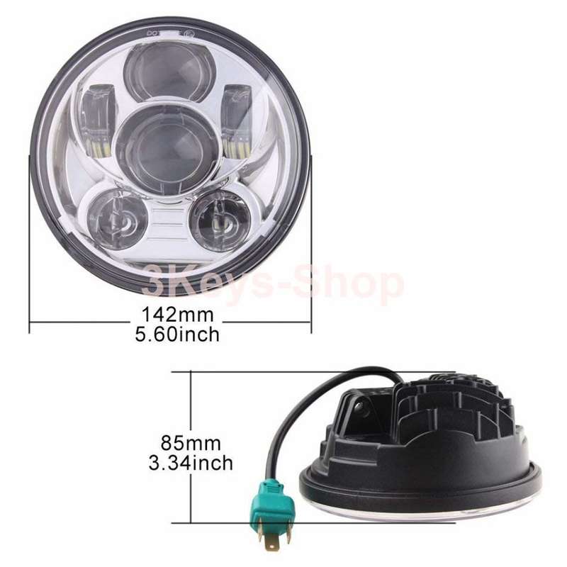 5.75 Inch Projector LED Headlight for Harley Davidson Motorcycles Headlamp 45W Chrome