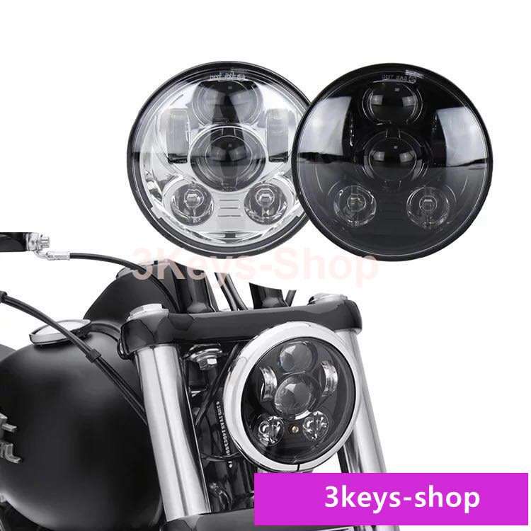 5.75 Inch Projector LED Headlight for Harley Davidson Motorcycles Headlamp 45W Chrome
