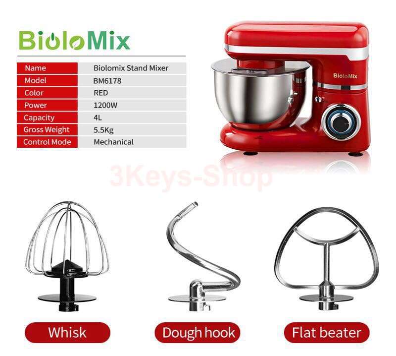 Stand Mixer, Kitchen Mixer, 1200W 6 Speed Tilt-Head Stand Mixers with Splash Guard, Stainless Steel