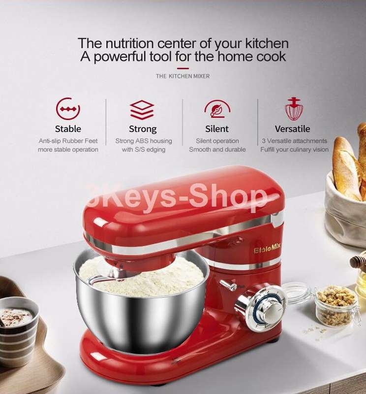 Stand Mixer, Kitchen Mixer, 1200W 6 Speed Tilt-Head Stand Mixers with Splash Guard, Stainless Steel