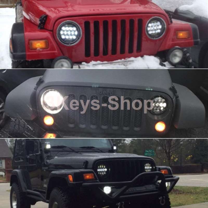 2PCS 75W Headlamp 7 Inch Jeep Wrangler Led Headlight with DRL for Wrangler JK TJ Cruiser Hummer H1