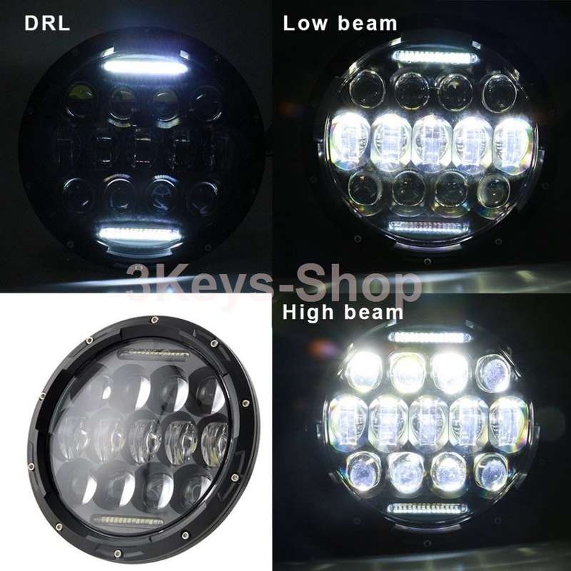 2PCS 75W Headlamp 7 Inch Jeep Wrangler Led Headlight with DRL for Wrangler JK TJ Cruiser Hummer H1