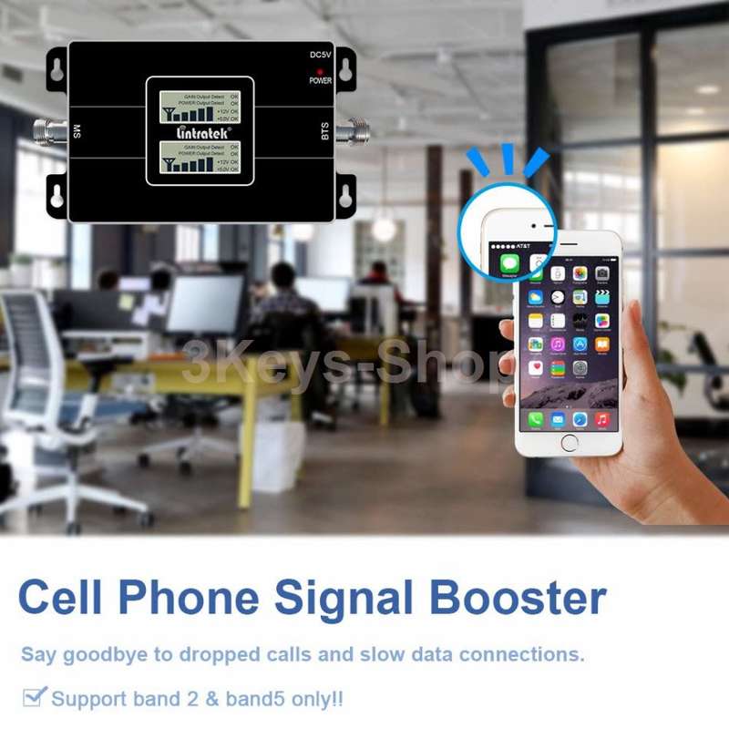 Lintratek 2G 3G 4G LTE Cell Phone Signal Booster Amplifier Repeater 850MHz 1900MHz Antenna Set
