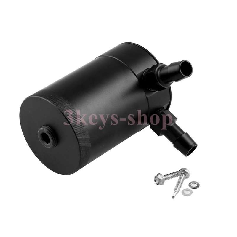 Cylinder Aluminum Engine Oil Catch Reservoir Breather Tank Can W/Filter 300ML,Black