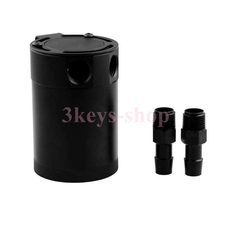 Cylinder Aluminum Engine Oil Catch Reservoir Breather Tank Can W/Filter 300ML,Black