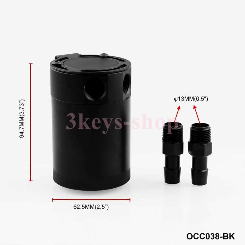 Cylinder Aluminum Engine Oil Catch Reservoir Breather Tank Can W/Filter 300ML,Black
