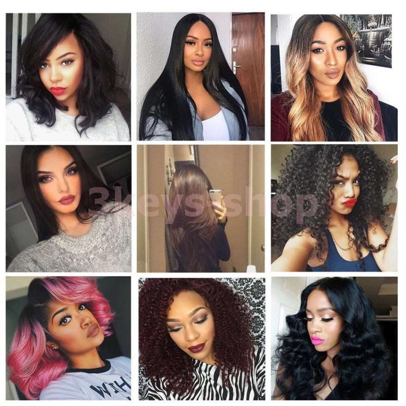 2019 new front lace wig straight hair long hair wig natural black