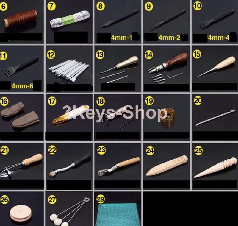 50 Pieces Leather Working Tools  Leathercraft Tools Kit Leather Punch Hand Sewing Tool Set Groover S