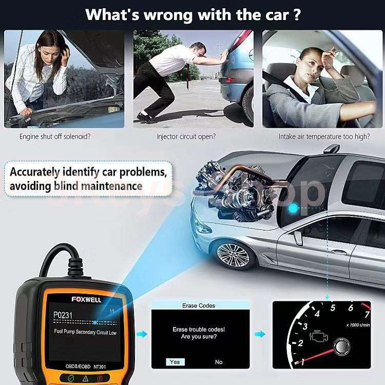 FOXWELL NT301 OBD2 Scanner Professional Enhanced OBDII Diagnostic Code Reader