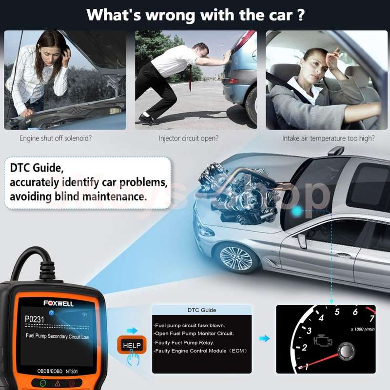 FOXWELL NT301 OBD2 Scanner Professional Enhanced OBDII Diagnostic Code Reader