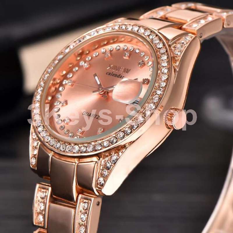 Watches Women Hot Luxury Brand Full Steel Diamond Date Clock Silver