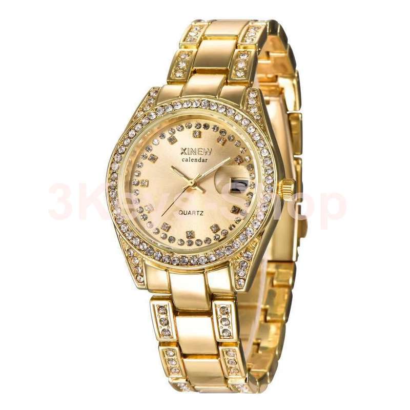 Watches Women Hot Luxury Brand Full Steel Diamond Date Clock Silver
