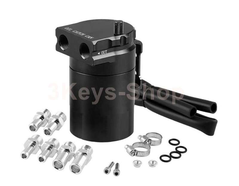 300ML Engine Oil Catch Can Reservoir Tank Cylinder Baffled Aluminum with Adapter