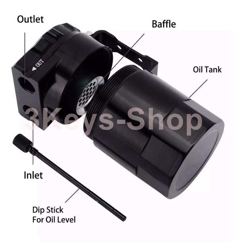 300ML Engine Oil Catch Can Reservoir Tank Cylinder Baffled Aluminum with Adapter