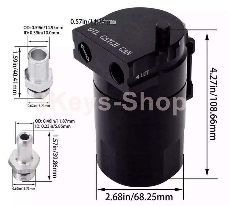 300ML Engine Oil Catch Can Reservoir Tank Cylinder Baffled Aluminum with Adapter